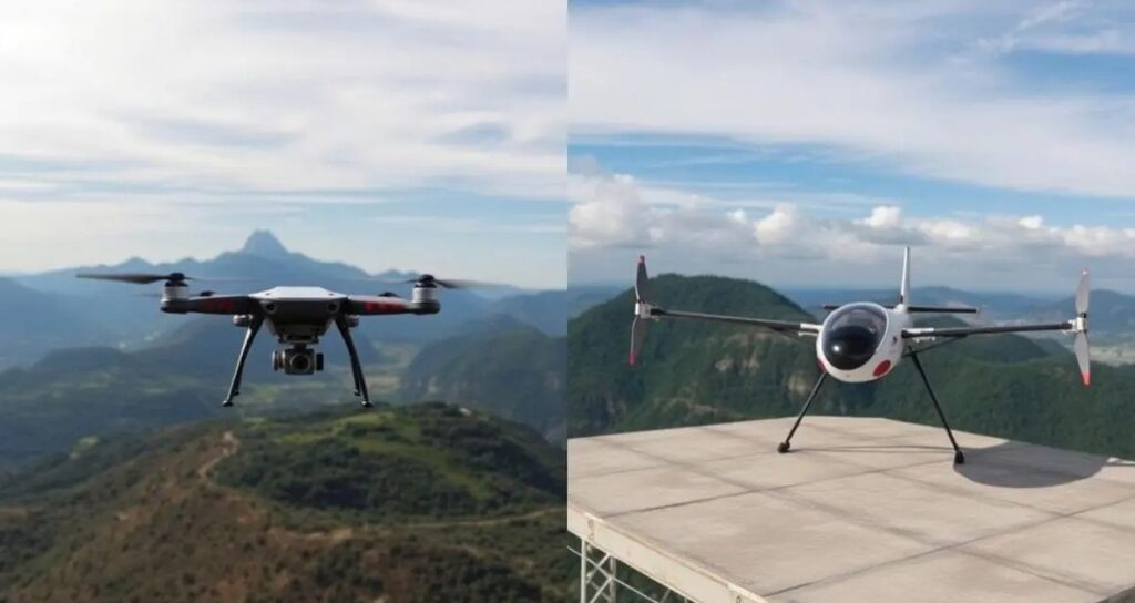 IA embarcada em drones de segurança realizando monitoramento urbano